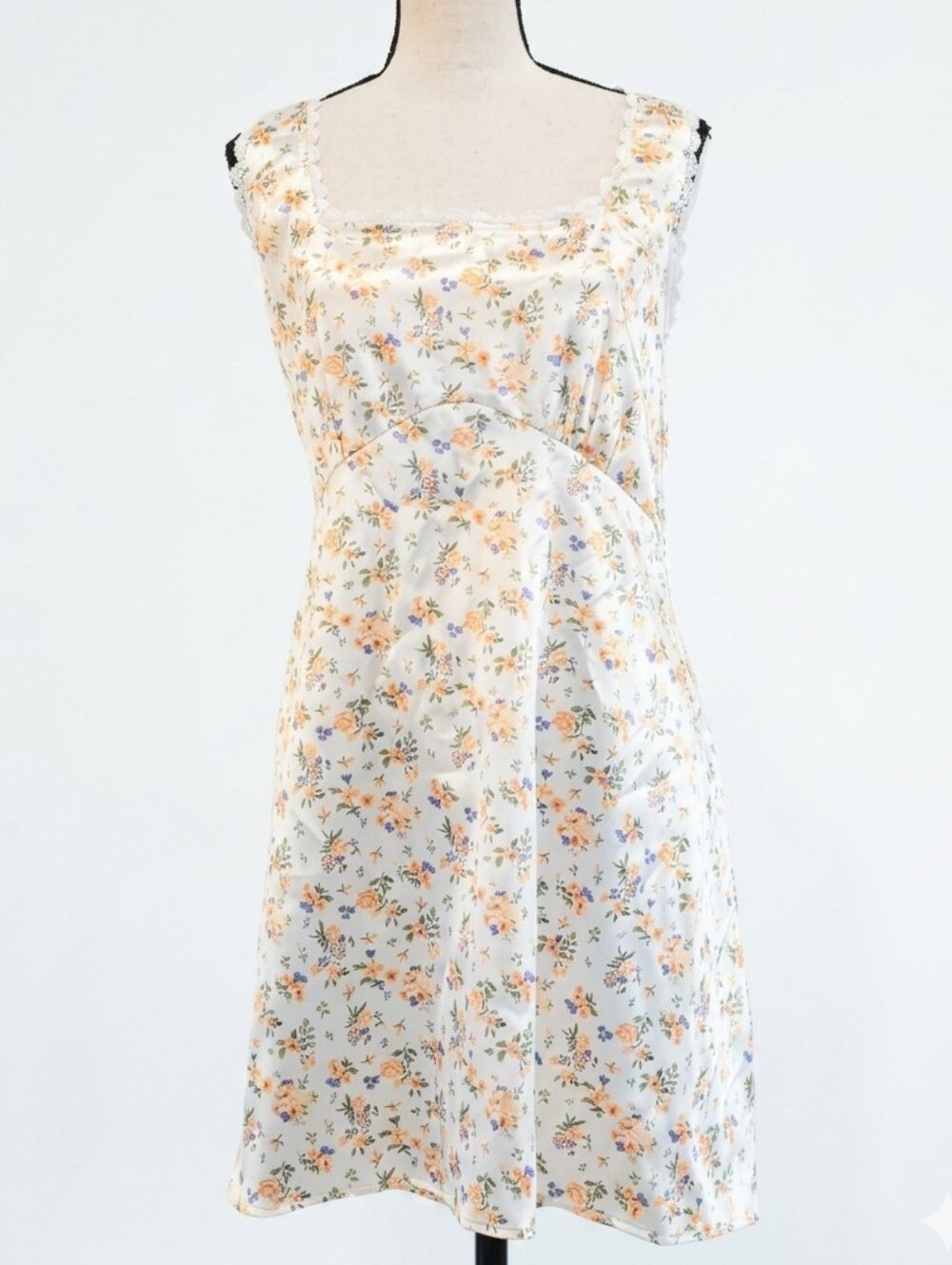 Princess Polly Berlin Satin Floral Mini Dress Lace Trim Size 16